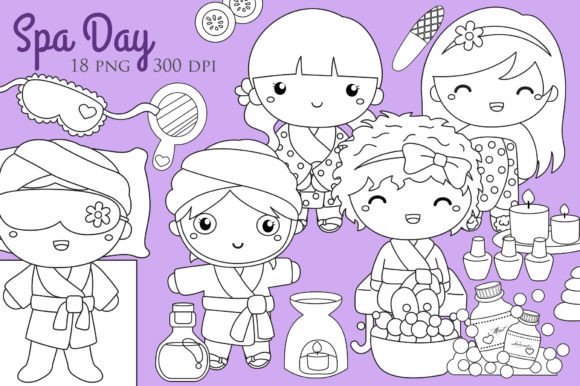 Download Girl Doing Spa Treatment Day Digi Stamp - Premium Resources